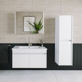 Banos TM3 Lavabolu Beyaz 85 cm Aynalı Banyo Dolabı Takımı