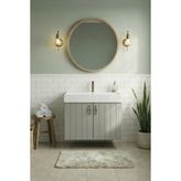 Banyo Dolabı-Ayaksız-2 Kapaklı-Lavabolu-Ahşap-Mat Vizon-Mdf 75 Cm-Aynalı