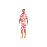 Barbie Hawaii baskılı tulumu ve yeşil sandaletleriyle kahverengi saçlı Barbie Fashionistas Ken bebek (235)