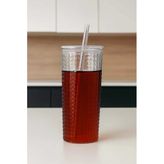Bardak Pipetli Cam Bardak - Şeffaf 550 Ml