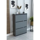 Barin Design 3 Raflı Ayakkabılık Düşer Kapak Kayar Kapak Vestiyer Portmanto Katlı Bölmeli Kapı Önü Modern - Antrasit