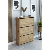 Barin Design 3 Raflı Ayakkabılık Düşer Kapak Kayar Kapak Vestiyer Portmanto Katlı Bölmeli Kapı Önü Modern - Atlantik Çam