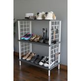 Barin Design 3 Raflı Çevir-Tak Beyaz Telli Metal Gövdeli Çok Amaçlı Ayakkabılık ve Organizer Raf - Antrasit