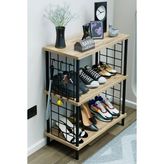 Barin Design 3 Raflı Metal Telli Çok Amaçlı Ayakkabılık ve Organizer Raf Kolay Kurulumlu, Çevir-Tak Sistem Raf - Atlantik Çam