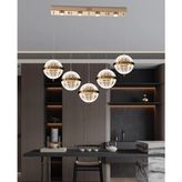 Barkın 5'li 37 Watt Sıralı Gold Ledli Modern Salon Avize