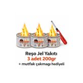 BarkoFix Çakmak Hediyeli Reşo Jel Yakıt Teneke Kutu 200 Gr Net 3 Adet Osmalı Ocak Yakıtı Kanp Piknik Yakıtı