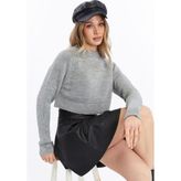 Basic Gri Triko Crop Kazak - Standart - 00E-Gri