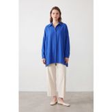 Basic Oversize Gömlek Saks Mavisi