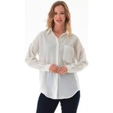 Basic Tek Cepli Oversize Gömlek - Beyaz - XL