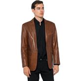Basics & More Erkek Deri Blazer Ceket - Eblazer - Kestane