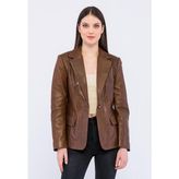 Basics&More Kadın Deri Ceket B2020 Kestane L
