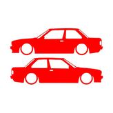 Basık Bmw E30 Sticker 17X17 Cm Kırmızı