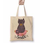Baskı Dükkanı Smile Cat Kedi Bez Çanta