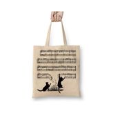 Baskı Dükkanı Yaramaz Komik Müzik Notalı Kedi Cat Bez Çanta