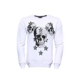 Baskılı Beyaz Bisiklet Yaka Sweatshirt | Wessi