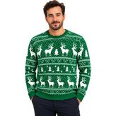 Battal Moda Benetton Rengi Geyik Desenli Bisiklet Yaka Yılbaşı Kazağı M-L-Xl-2xl