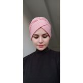 Bav Butik Ayvitrin Kadın Tesettür Çapraz Bone Pudra