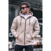BayBayan Erkek Kapüşonlu Cepli Kalın Kışlık Sweatshirt Hırka