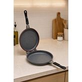 Bayev Vilma 32 cm Yuvarlak Döküm Grill Tava - Çift Taraflı Ayrılabilen Balık, Buharda Tavuk Tavası