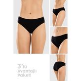 Baykar Kadın Pamuklu Basic Slip Külot 3lü Paket 8500 Siyah