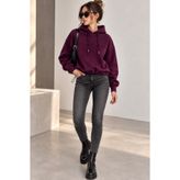 bb butik basic 3 İplik Şardonlu Kapüşonlu Stoperli Kadın Sweatshirt MY3535