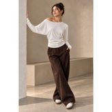 bb butik basic Kadın Modal Düşük Omuz Dökümlü Uzun Kollu Bluz MY3535