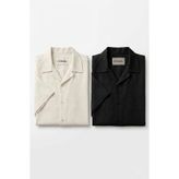 bb butik basic Kısa kol İKİLİ SET dökümlü gömlek SİYAH BEYAZ
