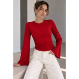 bb butik basic Yan Büzgülü İspanyol Kol Basic Kadın Bluz MY3535