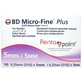 BD Micro-Fine Plus Kalem İğnesi 0,25 mm (31G) x 5 mm