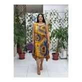 BD13303 Viskon Kolsuz Bodrum Batikli Elbise