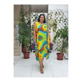 BD13305 Viskon Kolsuz Bodrum Batikli Elbise