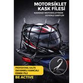 BE ACTİVE Motorsiklet Kask Filesi Kancalı Siyah