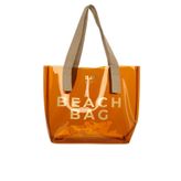 Beach Bag Baskılı Şeffaf Plaj Çantası - Vizon - BAGMORI