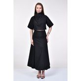 Bebe Plus Asimetrik Kesim Siyah Poplin Etek - Siyah Siyah - S