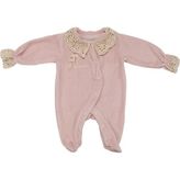Bebegen Kız Bebek Lila Dantelli Yakalı Kadife Çıtçıtlı Tulum - 0 -3 Ay