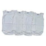 Bebek Basic Ribana Bisiklet Yaka 4Lü Atlet Body - Krem