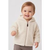 Bebek Kapüşonlu Peluş Mont Ekru