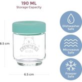 Bebek Kavanoz Seti 190 ml / 6 Bebek Maması Kabı/ev Yapımı Bebek Mamasının Saklanması, Dondurulması ve Sunulması/zararlı Madde ve Yumuşatıcı Içermez/silikon Kapak 3 Renkte - 0 - 249 ml