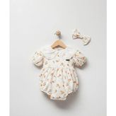 Bebek Tulumu Çiçekli - Beyaz - 6 Ay