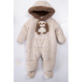 Bebek Vadisi Panda İçi Peluş Patikli Kar Kapüşonlu Kışlık Kız Erkek Bebek Astronot Tulum Kozmonot Mont Çocuk - Bej - 1 Yaş