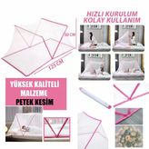 Bebek ve Çocuk İçin Portatif Cibinlik, Sinek ve Haşere Koruyucu Beşik Tülü, Yatak ve Puset Uyumlu, Beyaz, 50x125 cm