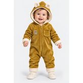 BEBEKİZ Içi Welsoft Dışı Kadife Kapüşonlu Kışlık Unisex Bebek Astronot Tulum Kulaklı Kapüşonlu Fermuarlı Uyku Tulumu - Hardal - 18 - 24 Ay