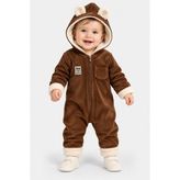 BEBEKİZ Içi Welsoft Dışı Kadife Kapüşonlu Kışlık Unisex Bebek Astronot Tulum Kulaklı Kapüşonlu Fermuarlı Uyku Tulumu - Kahverengi 01 - 12 - 18 Ay