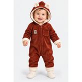 BEBEKİZ Içi Welsoft Dışı Kadife Kapüşonlu Kışlık Unisex Bebek Astronot Tulum Kulaklı Kapüşonlu Fermuarlı Uyku Tulumu - Kiremit - 12 - 18 Ay