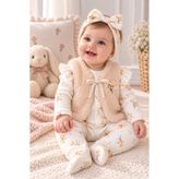 bebekyol Peluş Yelekli Kız Bebek Tulum