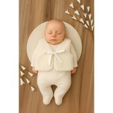 Bebella Bebek Yeleği Welsoft Kumaş Iç Kısmı Pamuklu Önden Kurdelelı Kız Erkek Bebek Yenidoğan Beyaz Yelek