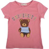 Bebelop Bisiklet Yaka Ayıcık Baskılı University T-Shirt - 8 Yaş - Pembe