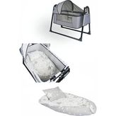 Bebetrend Babynest Yatak ve Yastık+ Sallanır Sepet Beşik Ipek Fileli Bebek Beşiği Hamak 2 Li Set - Gri