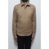 Becces Fistan Store Erkek Düz Italyan Kesim Dar Kalıp Cepsiz Pamuklu Yazlık Gömlek - Kahverengi - 3XL