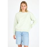 BEC'S Kadın Bisiklet Yaka Açık Yeşil Pamuklu Düz Basic Sweatshirt